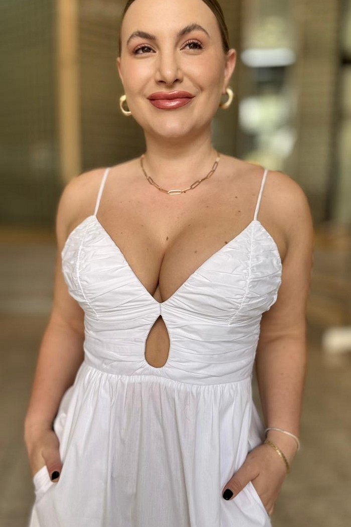 VESTIDO MIDI DE ALGODAO BRANCO ANIMALE