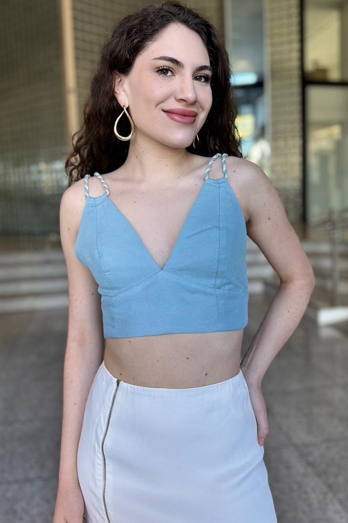 TOP ALCA TRANCADA AZUL  CLARO ANIMALE