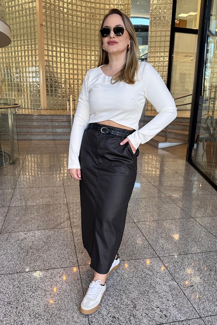 SAIA LAPIS ALTA MIDI  PRETA  MARIA  VALENTINA