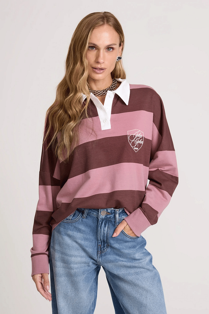 CASACO JJ SPORT STRIPE  ROSA MEDIO JOHN JOHN