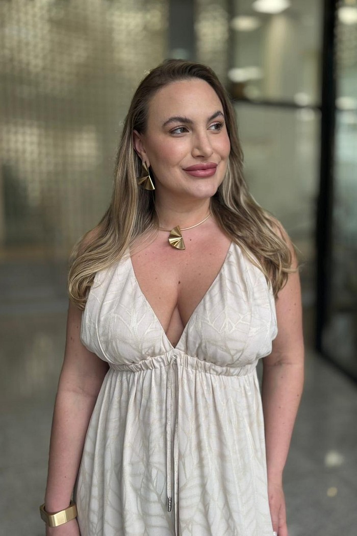 VESTIDO LONGO BABADO MARFIM MY PLACE