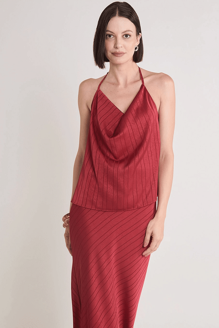 BLUSA DEGAGÊ FRENTE UNICA VERMELHO VIN ROUGE FORUM