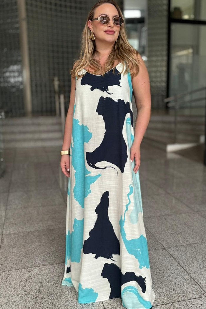 VESTIDO SUPER MIDI ESTAMPADO DE ALÇAS LANÇA PERFUME