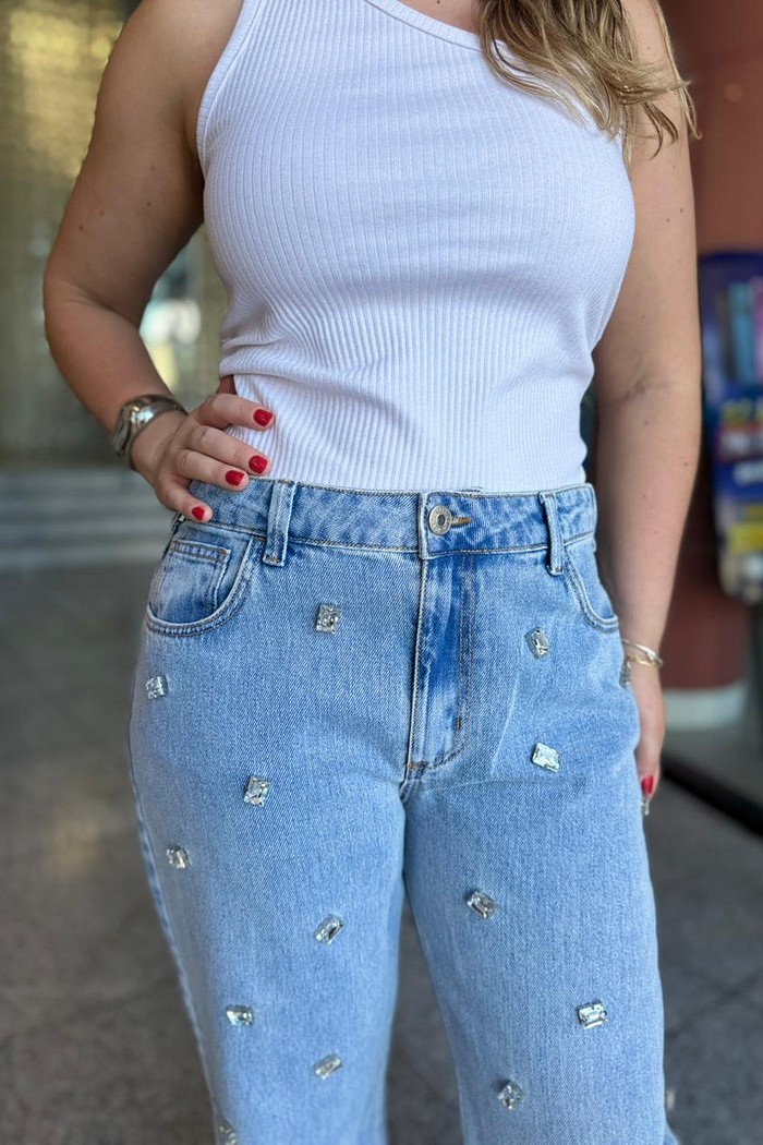 CALCA JEANS RAQUEL WIDE LEG INDIGO FORUM