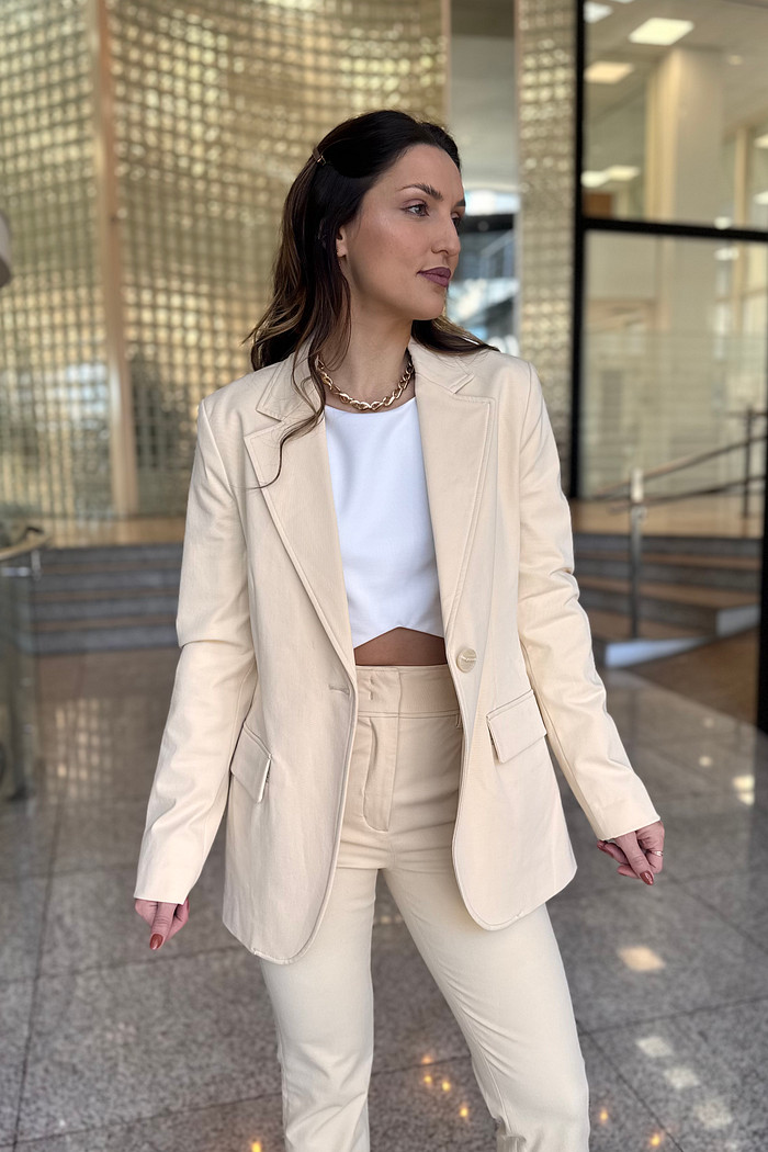 BLAZER UNO BEGE MADEIRA ANIMALE