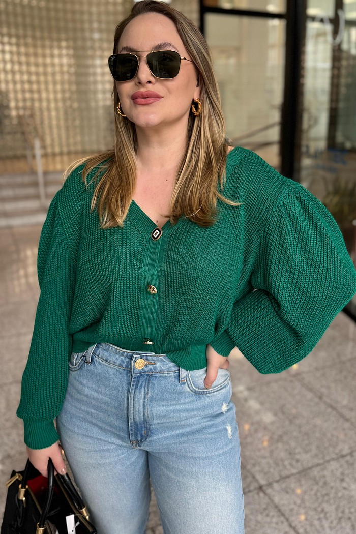 CARDIGA CURTO MANGA BUFANTE LANÇA PERFUME