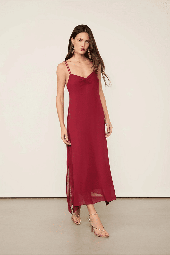 SLIP DRESS DE GEORGETTE VERMELHO WING ANIMALE