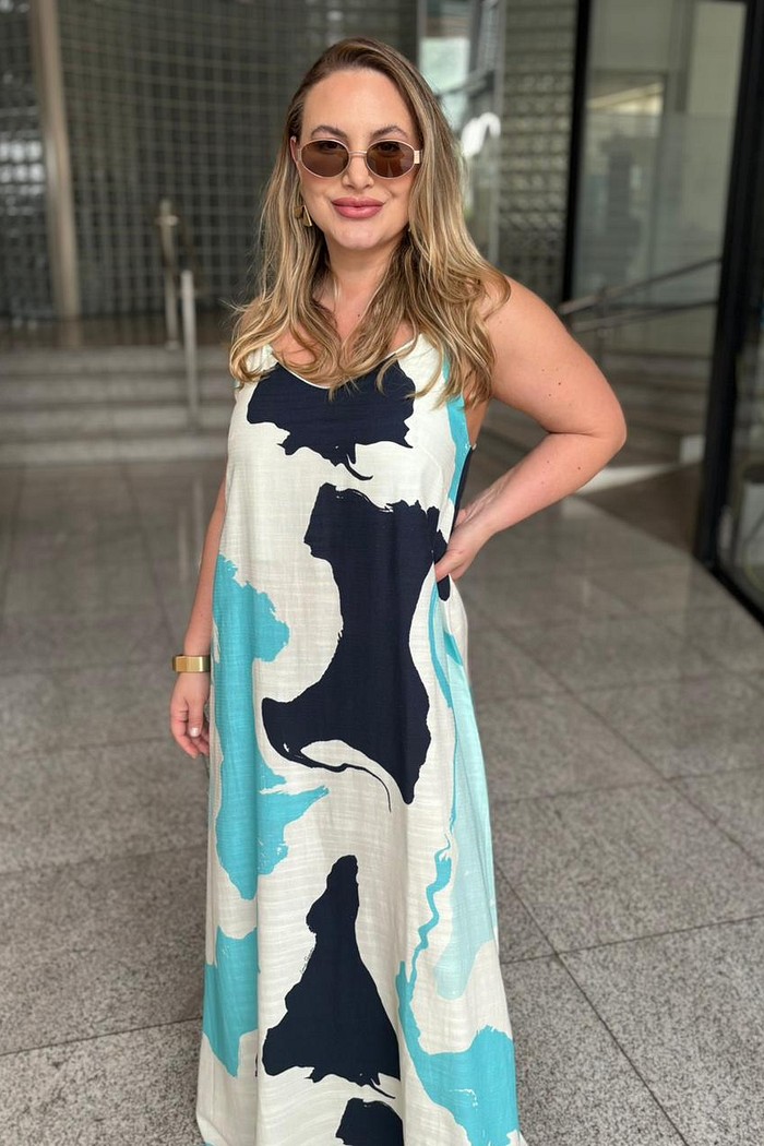 VESTIDO SUPER MIDI ESTAMPADO DE ALÇAS LANÇA PERFUME