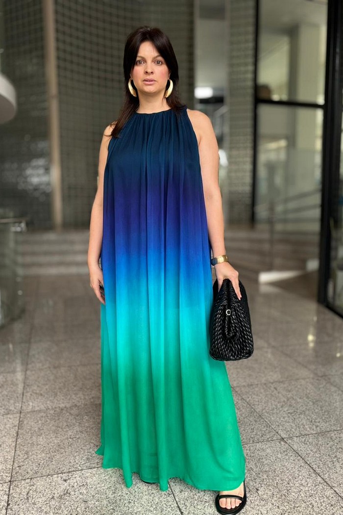 VESTIDO LONGO SEM MANGA ESTAMPADO LANÇA PERFUME