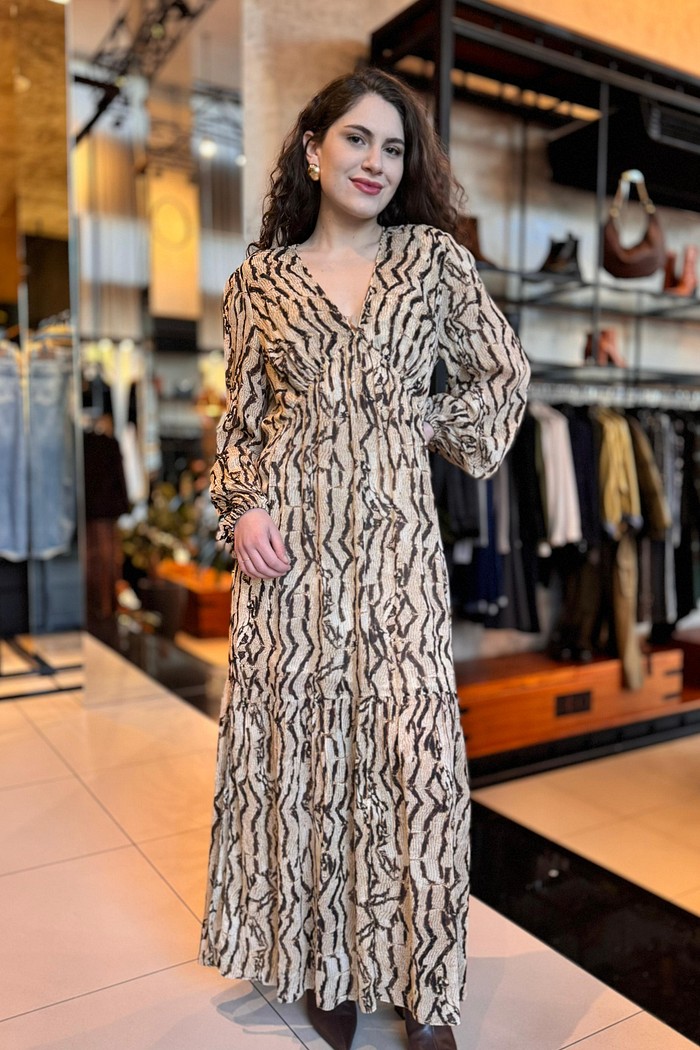 VESTIDO MIDI DECOTE V COBRA VINTAGE ANIMALE