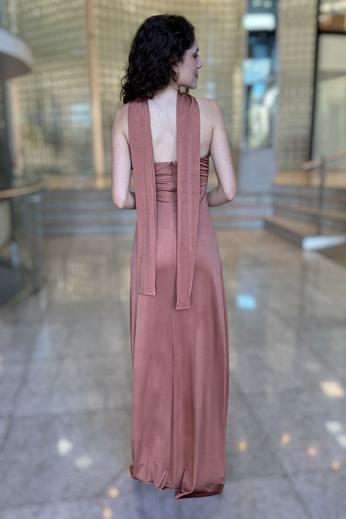 VESTIDO MIDI MARROM ORSO FORUM