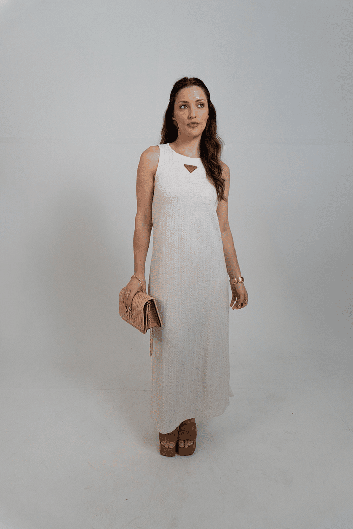 VESTIDO SUPER MIDI BEGE LANÇA PERFUME