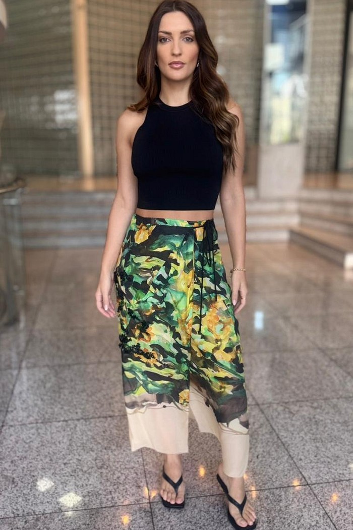 SAIA MIDI PAREO FLORAL MAKI ANIMALE