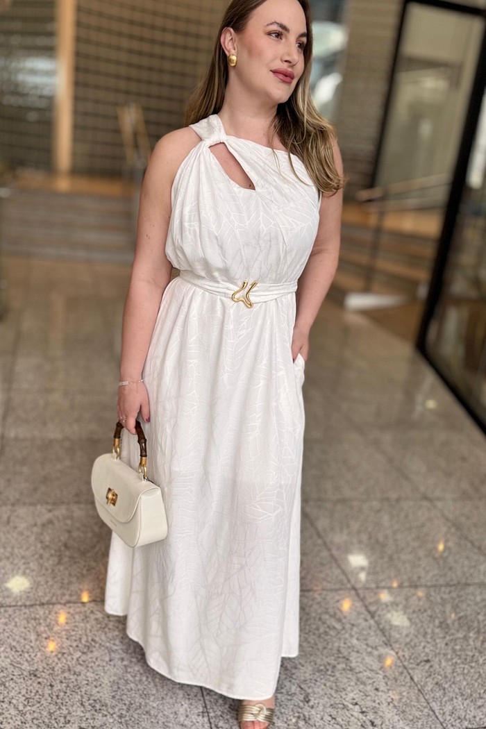 VESTIDO SOLTO UM OMBRO SO MIDI  OFF WHITE  MORENA ROSA