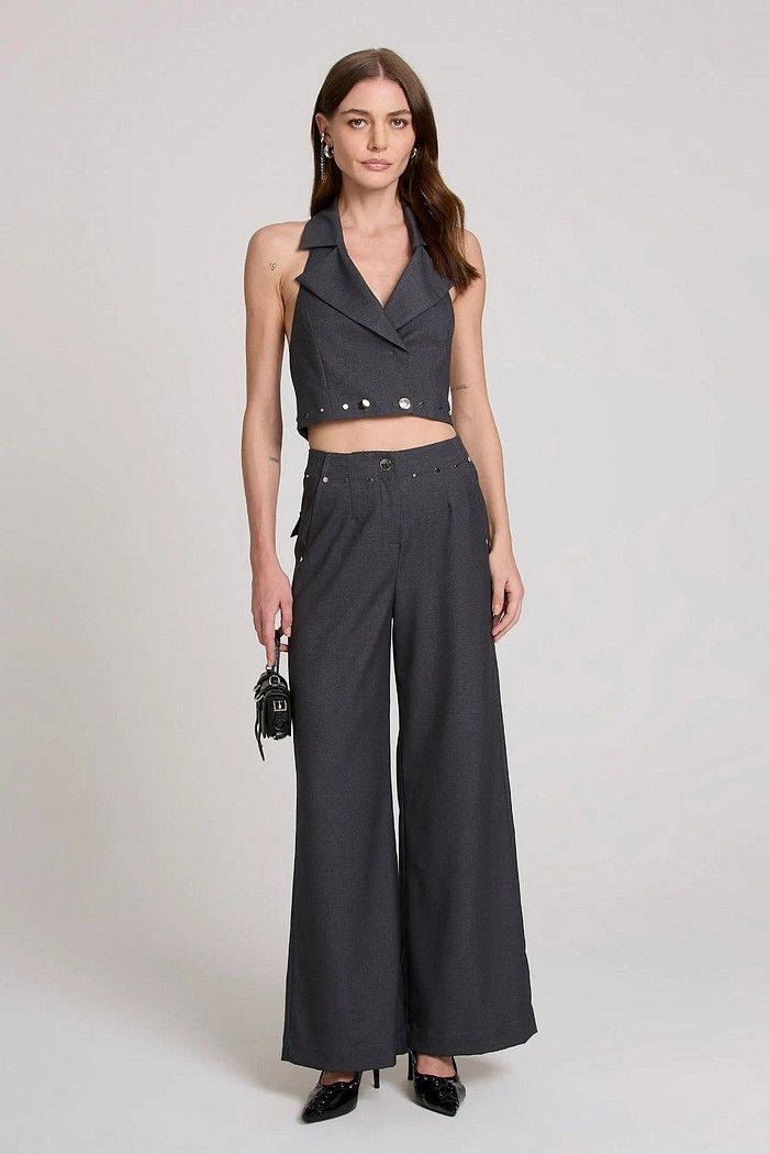 CALÇA VIOLET ALFAIATARIA CINZA JOHN JOHN