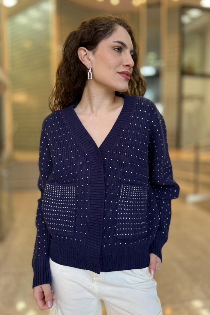 CARDIGAN GLIMMER AZUL MARINHO JOHN JOHN