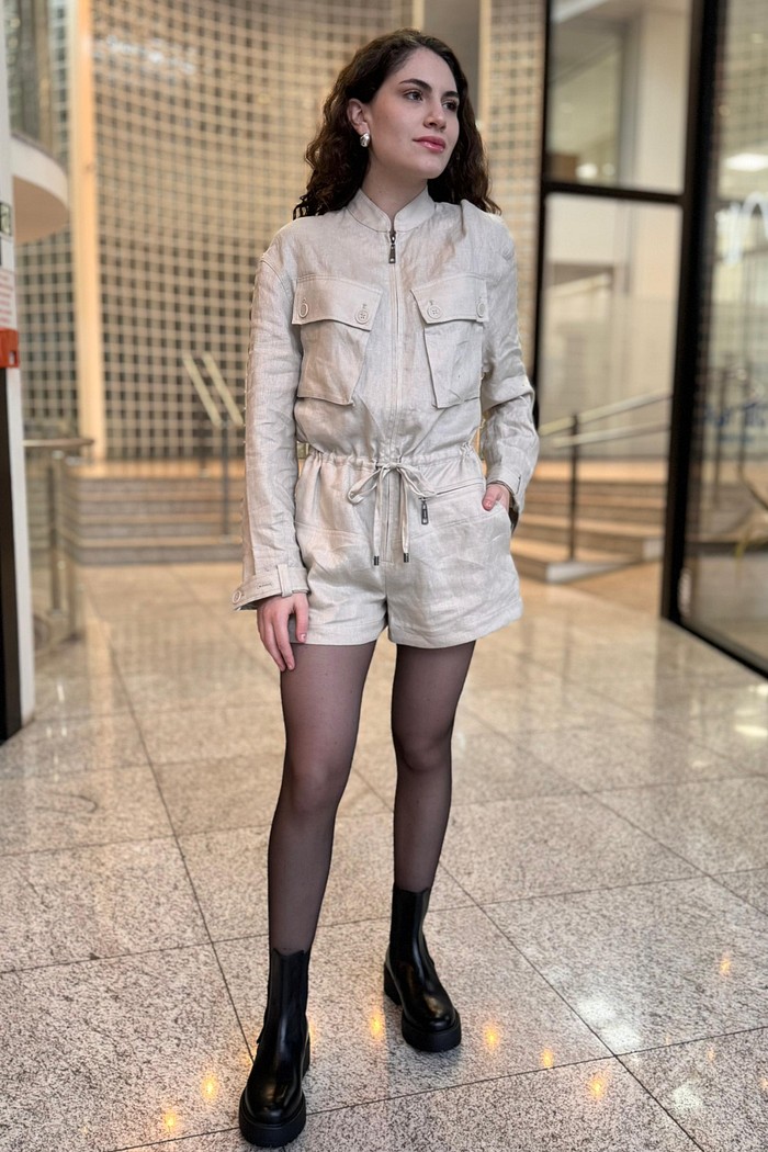 MACAQUINHO DE LINHO MANGA LONGA COM REGULAGEM NA CINTURA ANIMALE