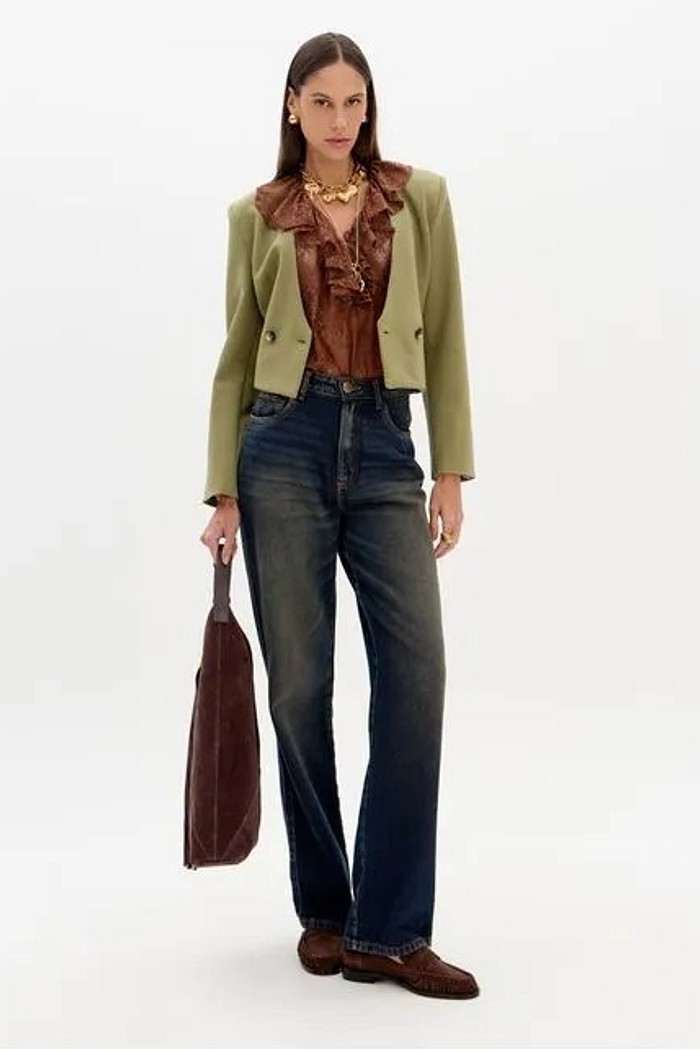 CALCA JEANS RETA SUPER HIGH LANÇA PERFUME