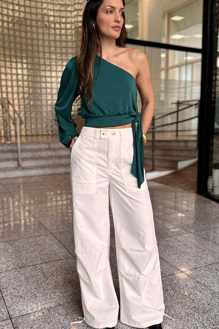 CALCA CARGO ALTA  OFF WHITE MORENA ROSA