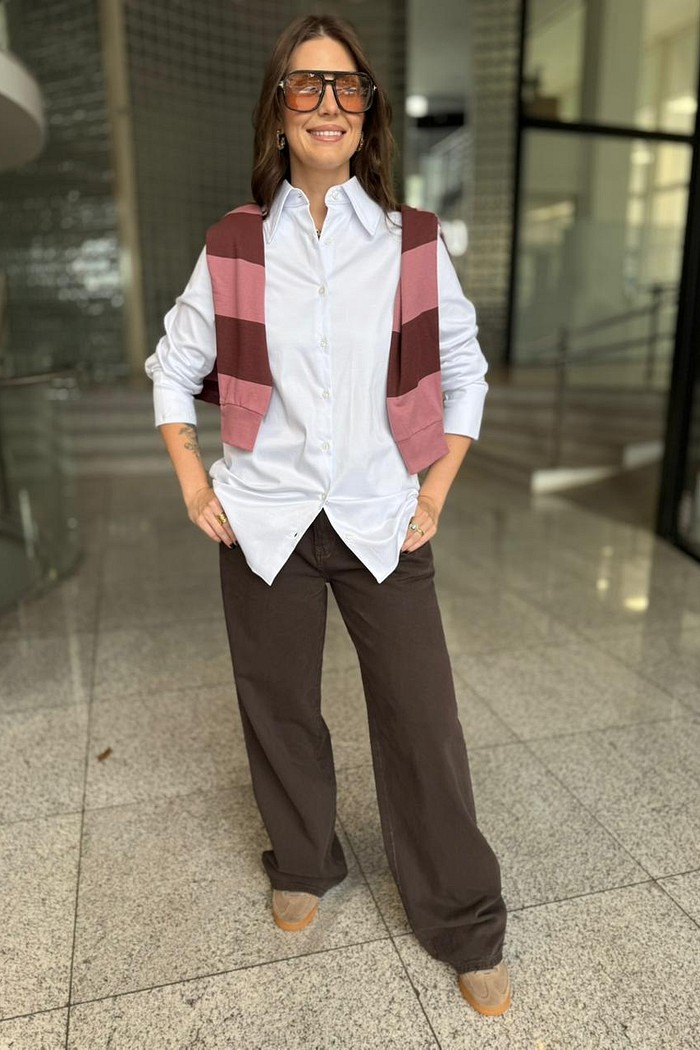 CALCA COLOR BAGGY BOLSO FACA MARROM CALVIN KLEIN