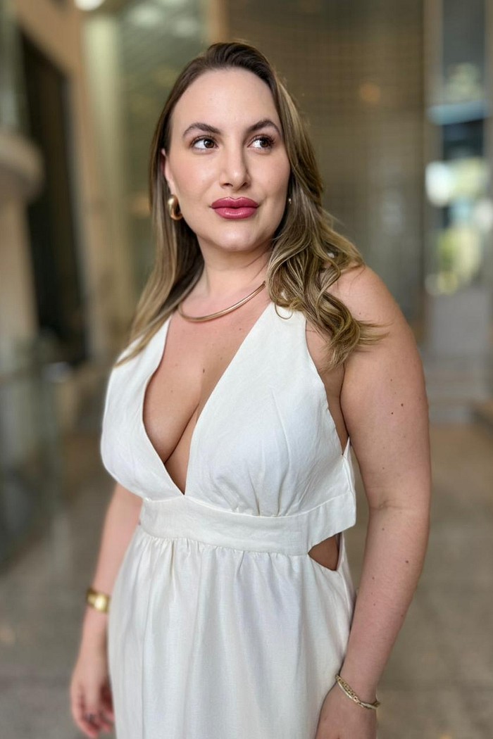 VESTIDO MIDI RECORTES OFF WHITE ANIMALE