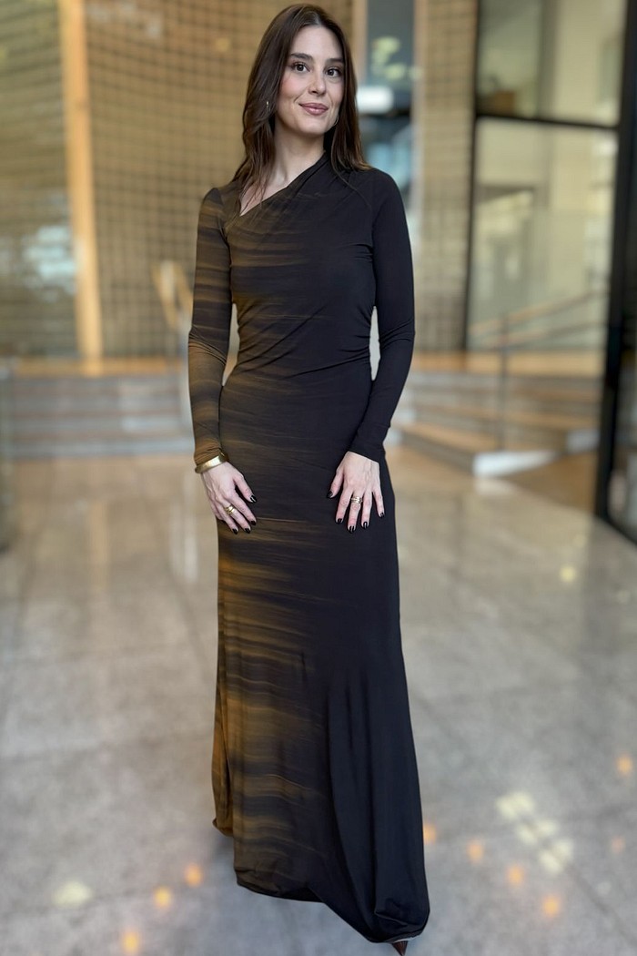 VESTIDO LONGO ESTAMPADO GOLDEN GRADIENT FORUM