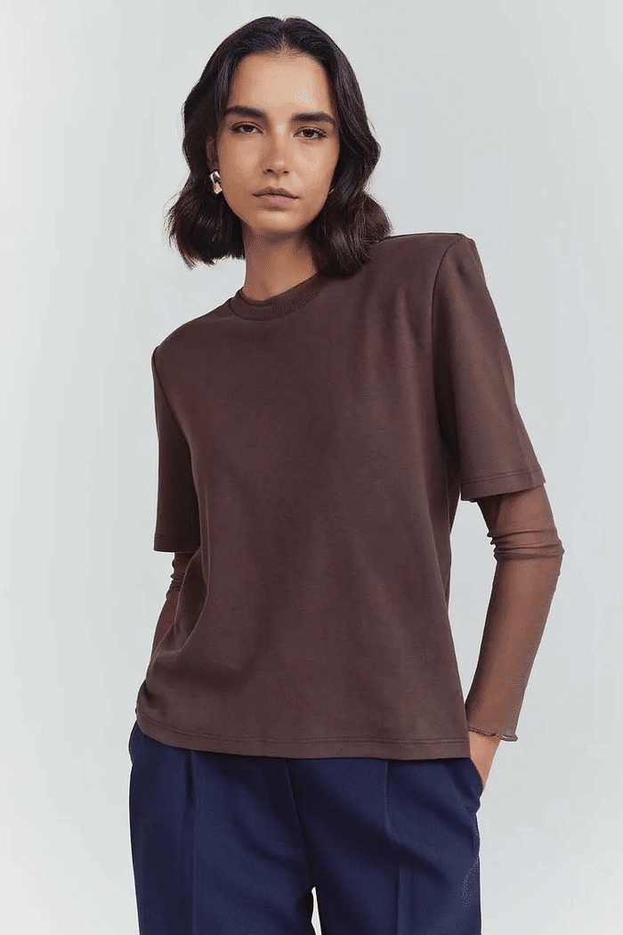 TSHIRT NATI MARROM SUEDE NV