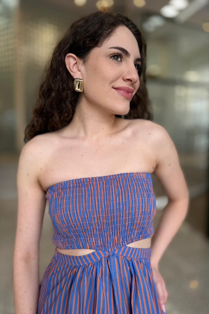 VESTIDO SEM ALCA LISTRADO - 38 - UNICA