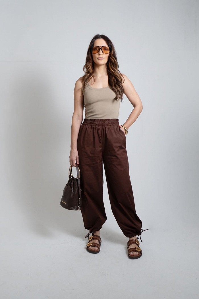 CALCA JOGGING ALTA  MARROM MORENA ROSA