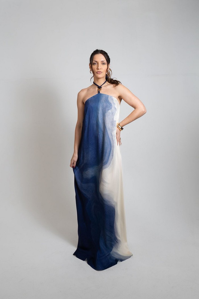 VESTIDO LONGO FRENTE UNICA ESTAMPADO LANÇA PERFUME