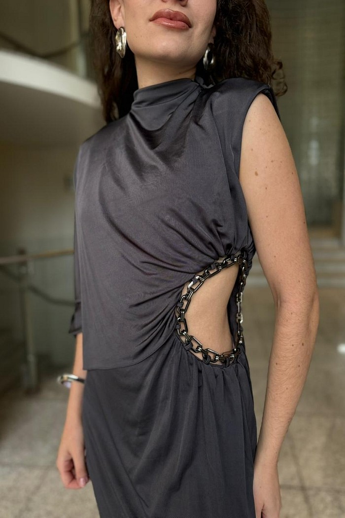 VESTIDO CINZA FULIGEM FORUM