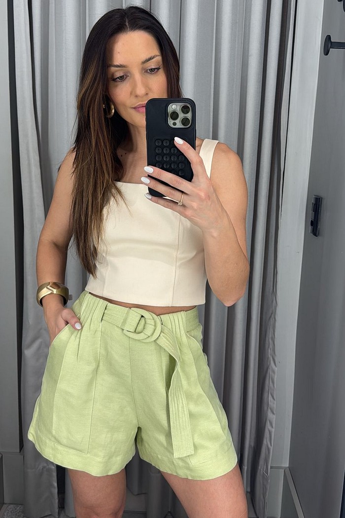 BERMUDA DE LINHO COM NERVURAS ANIMALE