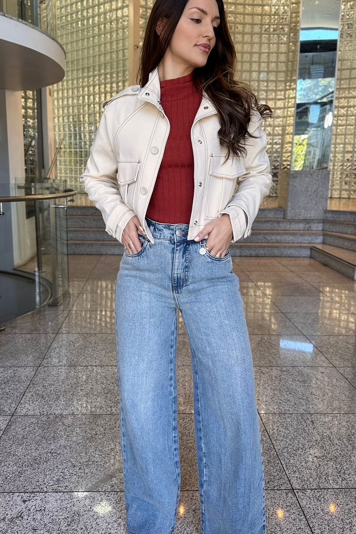 CALCA WIDE ALTA AZUL MORENA ROSA