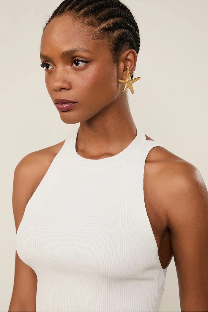 TOP HALTER LISO TRICOT DECOTE COSTAS OFF WHITE ANIMALE