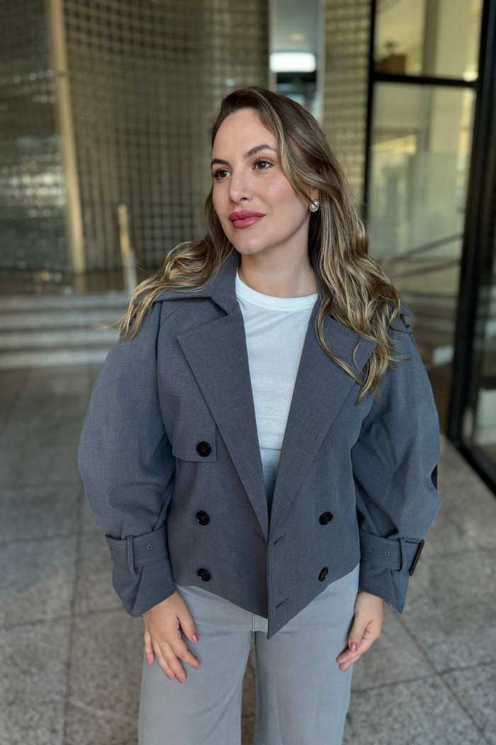 TRENCH COAT SAMANTHA  CINZA MESCLA ESCURO NV