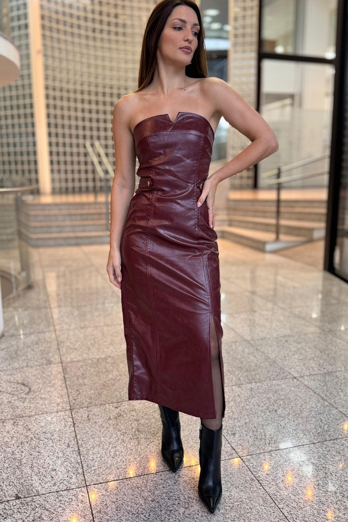 VESTIDO P.U AJUSTADO MIDI BORDO MORENA ROSA