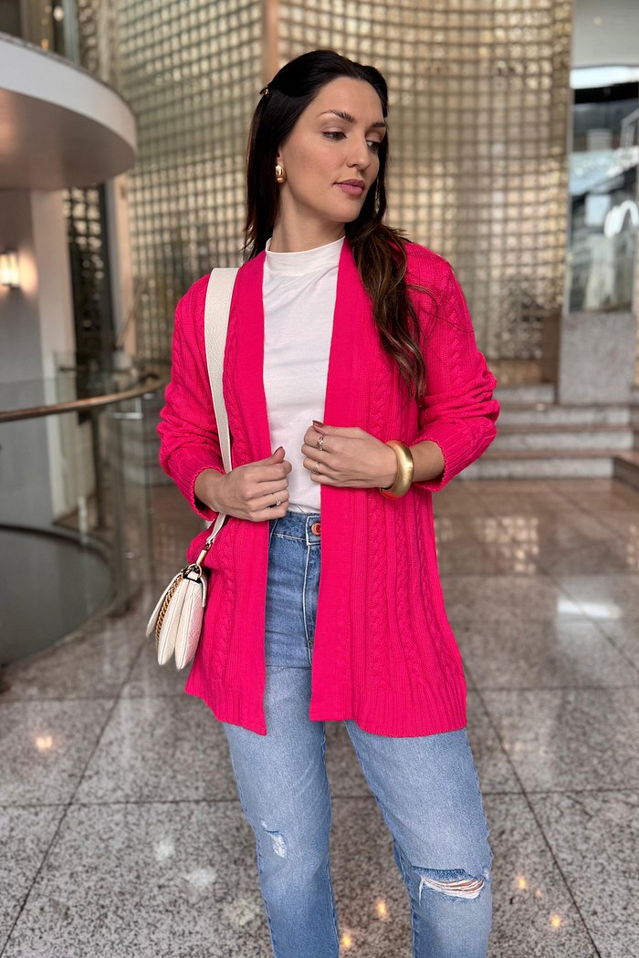 CARDIGAN TRICOT PINK MORENA ROSA