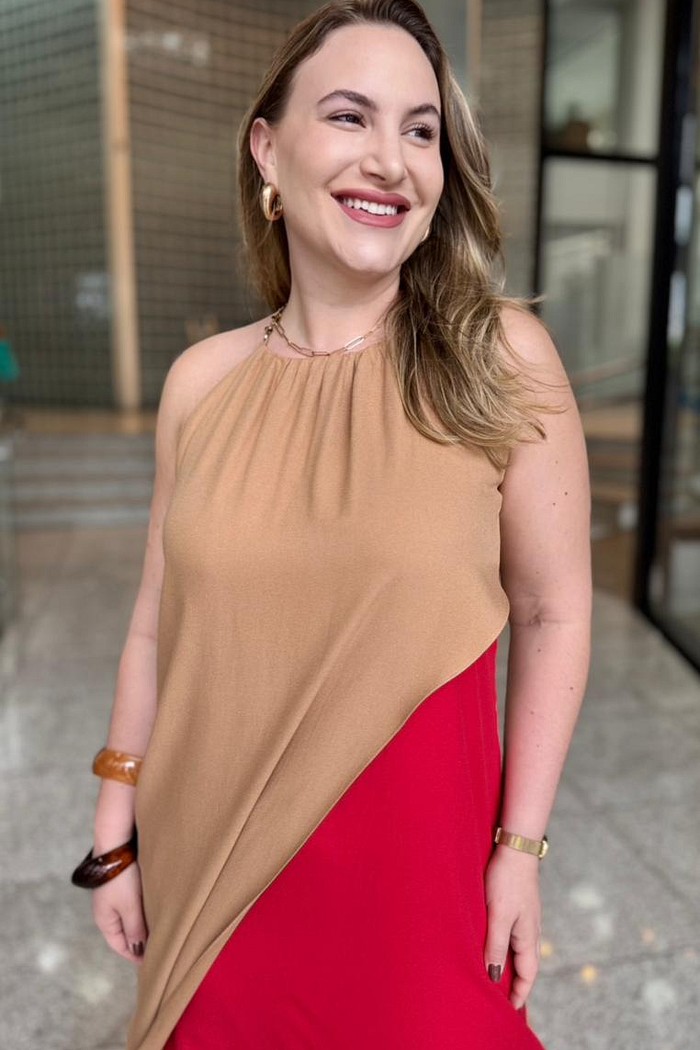 VESTIDO LONGO DECOTE REDONDO COM ALCAS MORENA ROSA