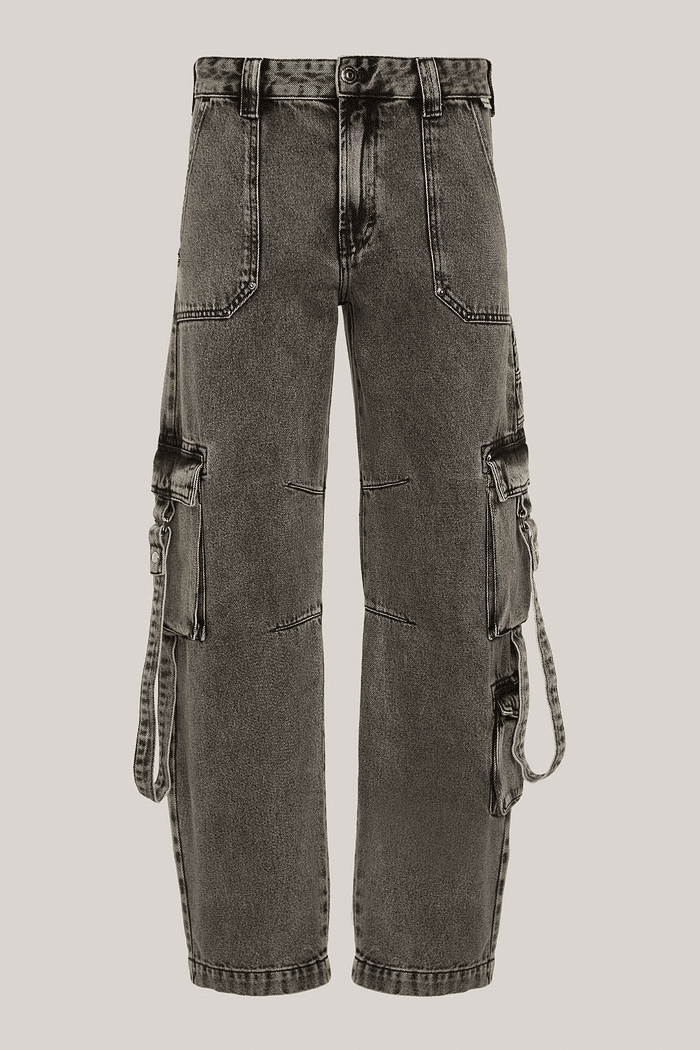 CALCA BARREL CARGO JEANS BLACK MEDIO JOHN JOHN