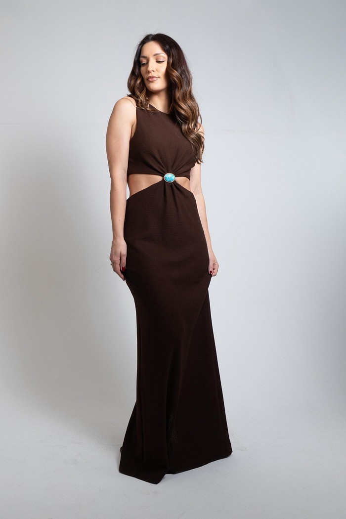 VESTIDO SUPER MIDI COM AVIAMENTO LANÇA PERFUME