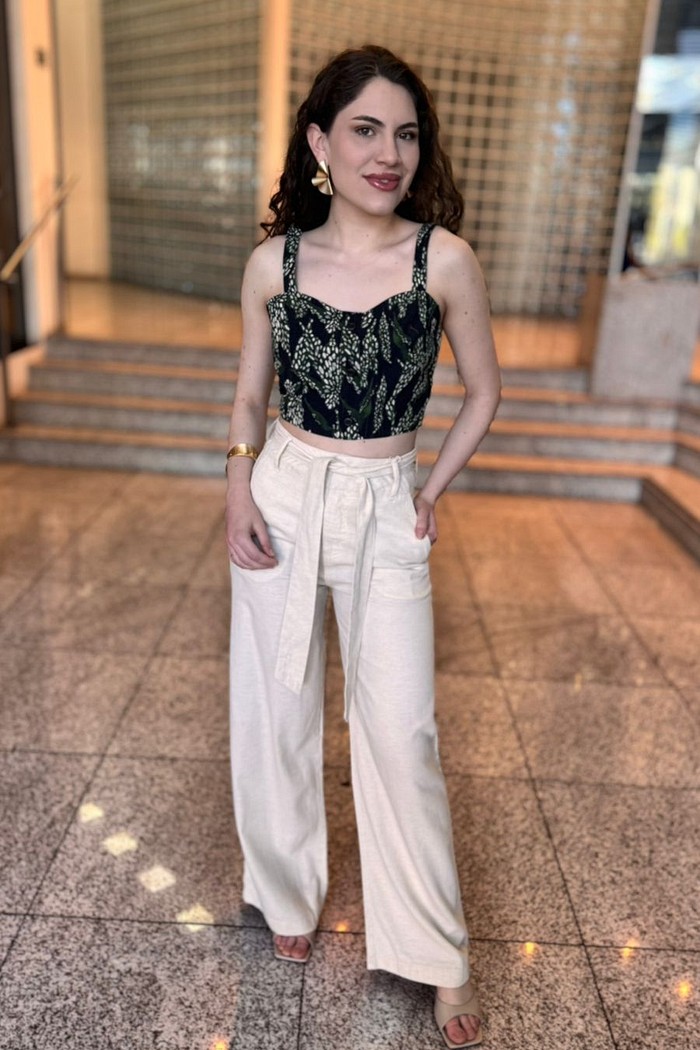 CALCA PANTALONA ALTA BEGE MORENA ROSA