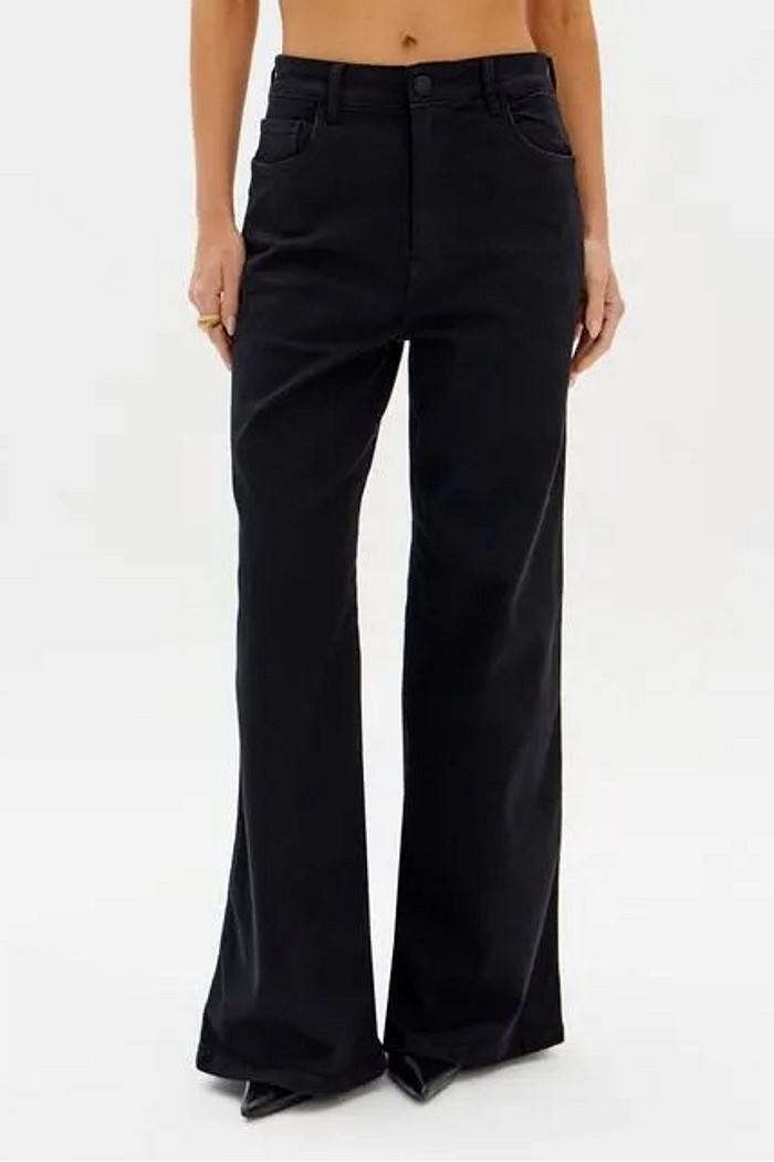 CALCA JEANS WIDE LEG HIGH PRETO LANÇA PERFUME