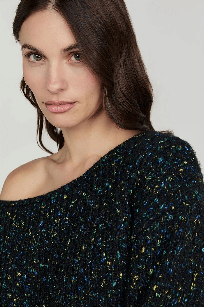 BLUSA TRICOT MANGA LONGA VERA PRETA MULTICOLORS AZUL NV