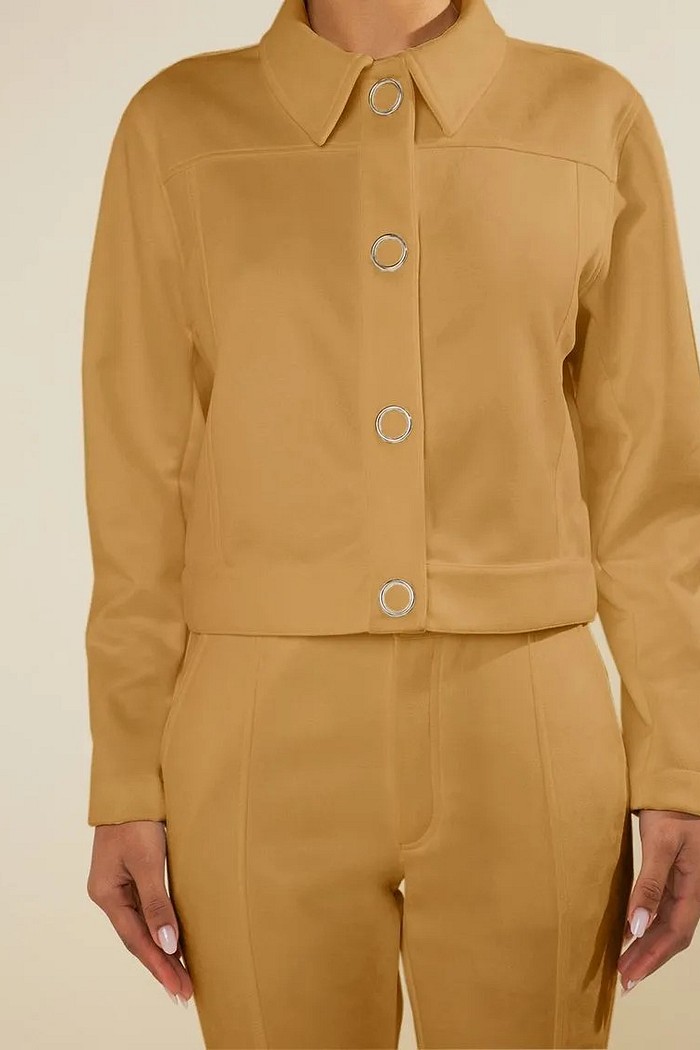 JAQUETA SOLTA MANGA LONGA PADRAO CAMEL MORENA ROSA