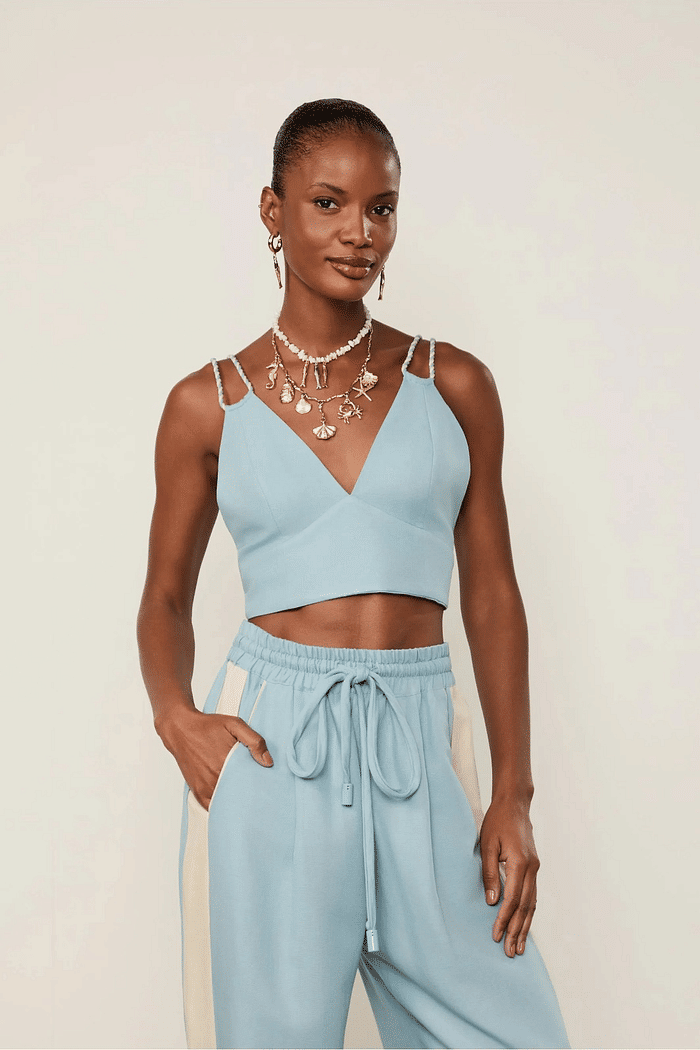 TOP ALCA TRANCADA AZUL  CLARO ANIMALE