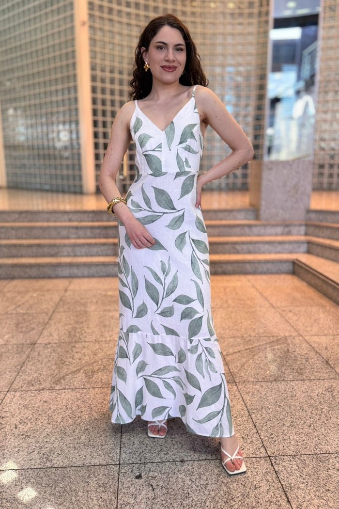 VESTIDO LONGO LINHO ESTAMPADO CALVIN KLEIN