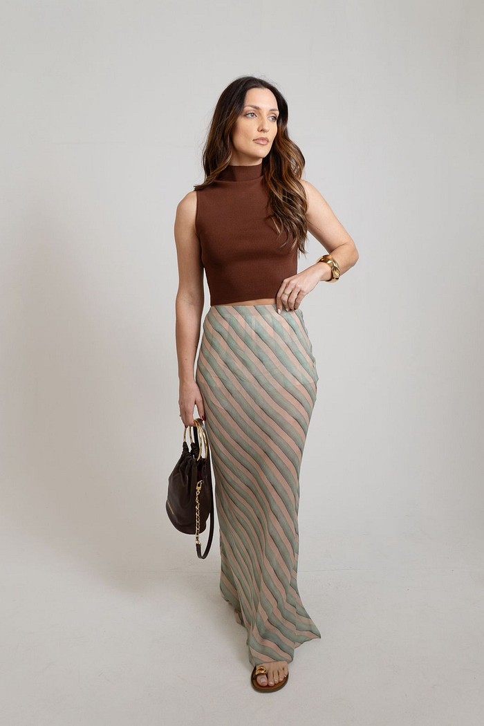 SAIA LONGA SEREIA LISTRAS BRILHO ANIMALE