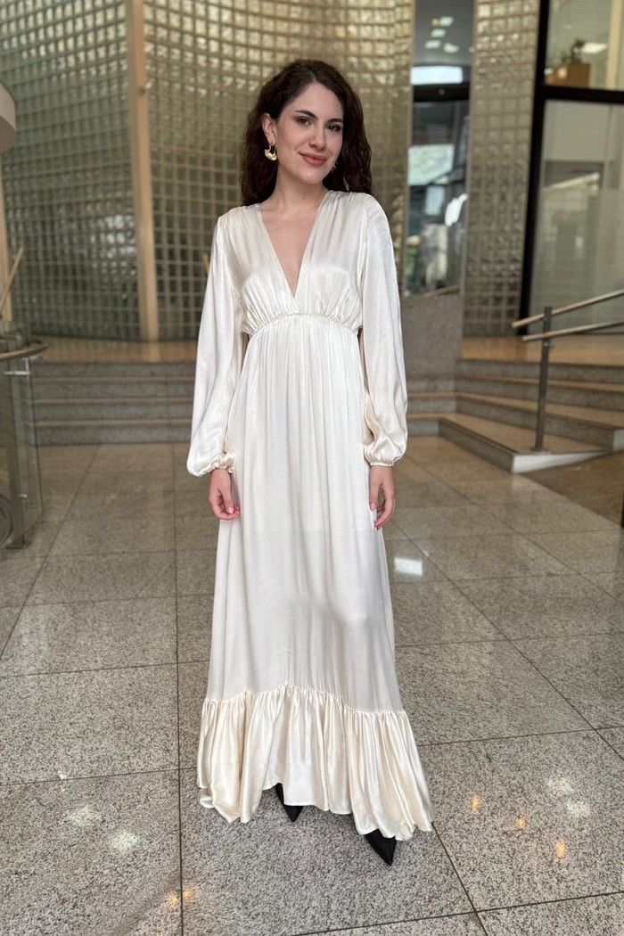 VESTIDO SUPER MIDI  OFF WHITE LANÇA PERFUME