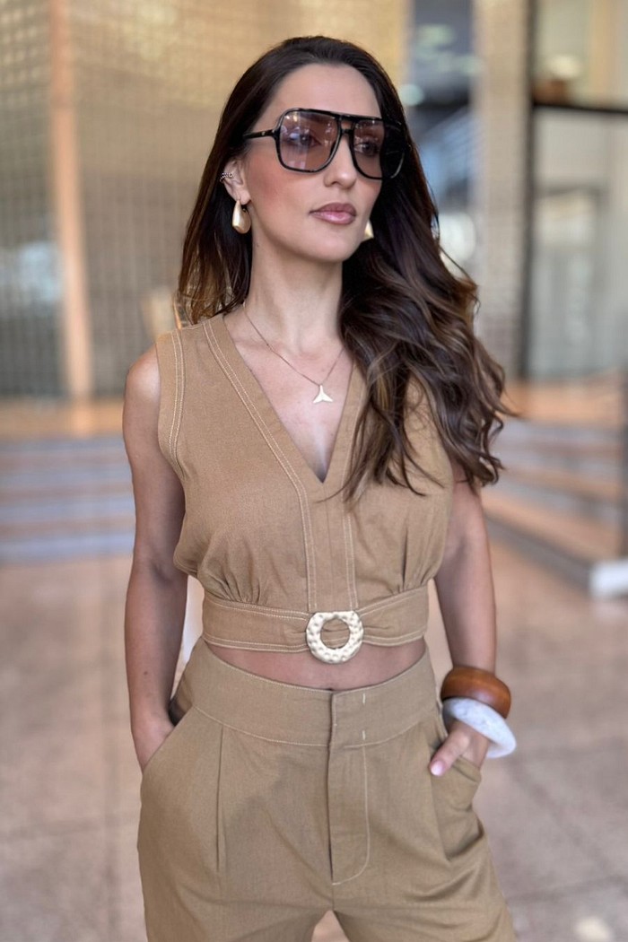 BLUSA DECOTE V  TRANSPASSE FRENTE MORENA ROSA