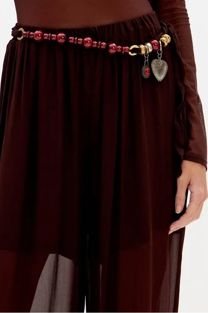 CALCA JOGGING DE CHIFFON  MARROM LANÇA PERFUME